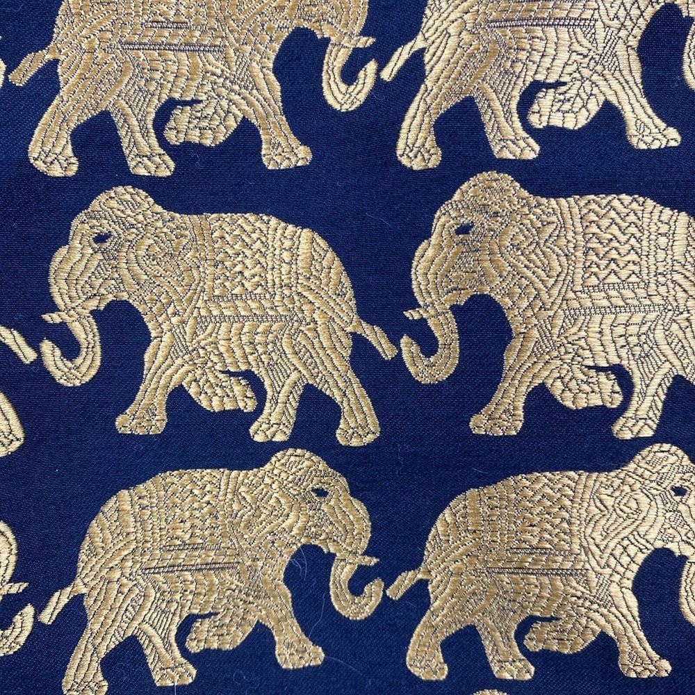 J. Crew Women's SZ 2 Mini Brocade Skirt Black‎ with Gold Elephants Jaquard Lined - Picture 2 of 9